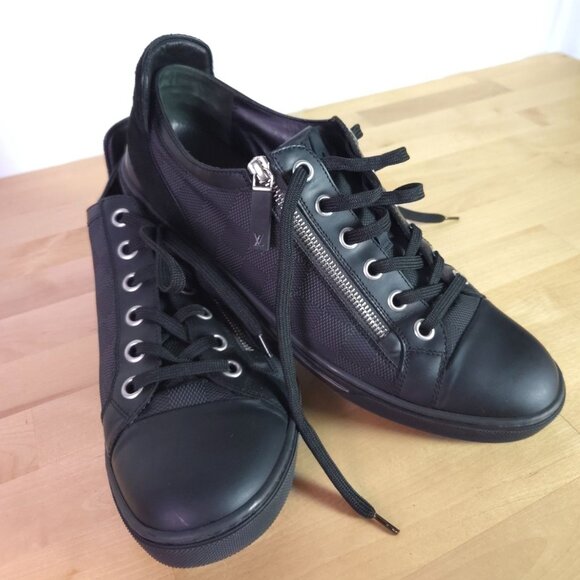 Louis Vuitton Mens Black Front Row Leather Sneakers LV Size 9 | US 10 - Picture 7 of 10